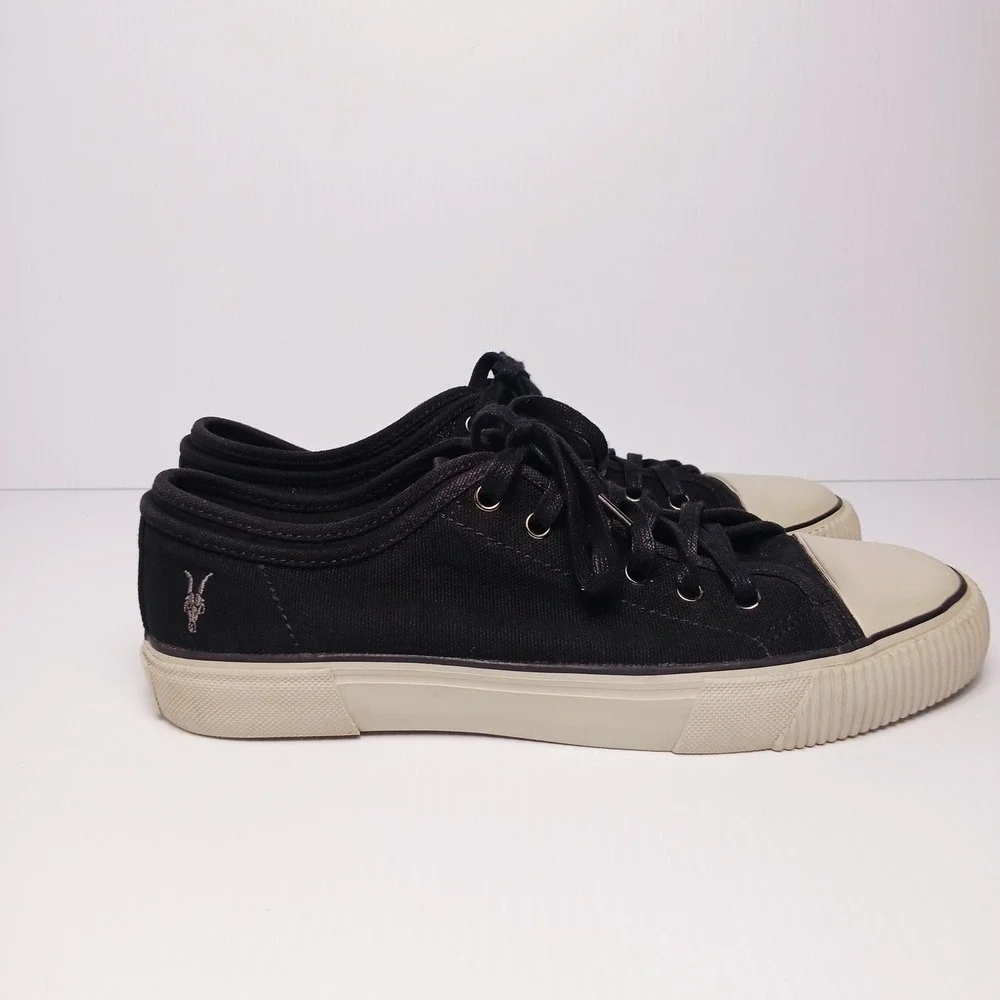 AllSaints Dumont Black Canvas Low Top Sneakers Mens Size 11 EU 44